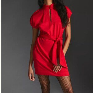 MAEVE By Anthropologie Tie-Waist Mini Dress- Red Dress
